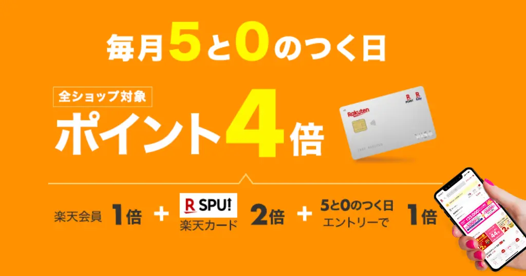 【10/30は対象日】楽天市場 「0と5のつく日」で還元率UP。開催ポイントアップデーリスト＆還元率を上げるコツ