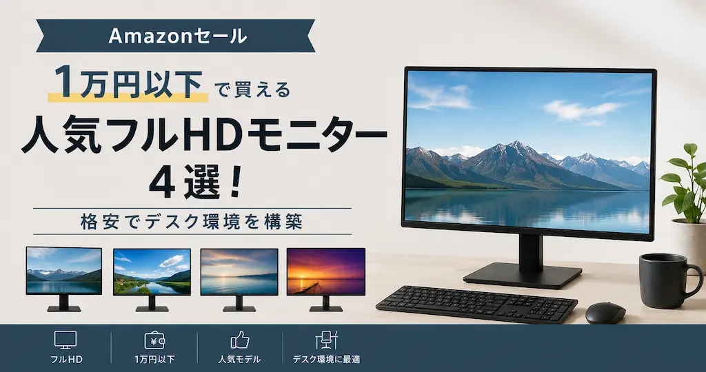 【Amazonセール】1万円以下で買える人気フルHDモニター 4機種！格安でデスク環境を構築
