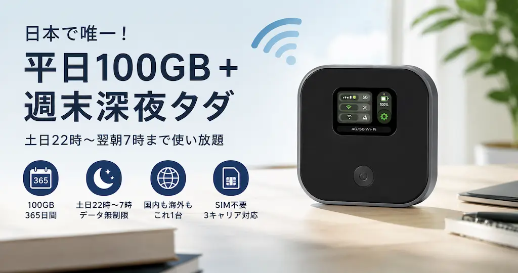 【33%OFF】100GB＋土日夜間は無制限！1万円切りのポケットWiFi｜週末の動画・オンラインゲームにおすすめ《Amazonタイムセール》